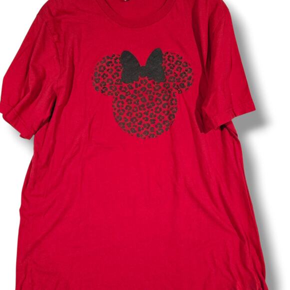 Bella + Canvas Red Minnie Mouse Leopard Print Graphic Tee – Size 2XL - Picture 2 of 8